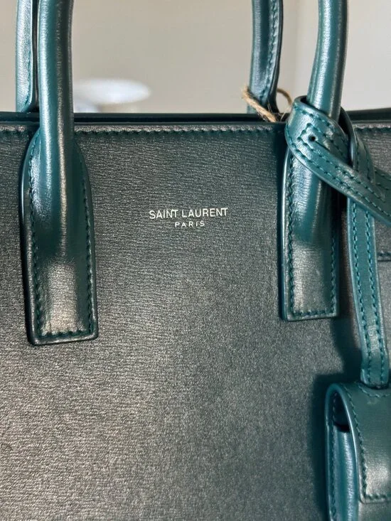 SAINT LAURENT LEATHER Sac du Jour Nano Blue W/Strap - Picture 7 of 9